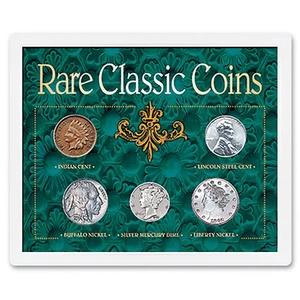 Juego de monedas clásicas raras de 5 piezas con estuche protector - Imagen 1 de 2