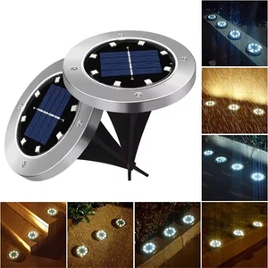 LOT Solar Ground Lights LED Outdoor Solar Disk Lights In-Ground Landscape 2/4Pcs - Picture 1 of 15
