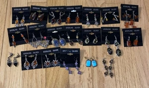 Vintage lot of 20 sterling silver earrings - Picture 1 of 11