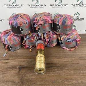 Katia Venecia Yarn 6 Skeins Multi Color Tinsel Thread Ribbon Crafting - Picture 1 of 10
