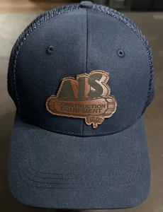 Men’s AIS Construction Equipment SnapBack Hat. Leather Logo Navy - Picture 1 of 3