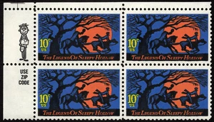 US Stamp Scott # 1548 Zip Block Mint NH - 10 Cents Legend of Sleepy Hollow Issue - Picture 1 of 1