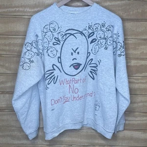 Vintage 90s FREEZE What part of NO don't you understand Stained Crewneck Size Lg - Picture 1 of 8