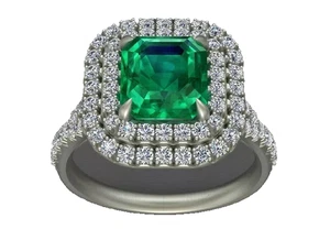 1.32ct Natural Round Diamond 14K BIS Hallmarked White Gold Emerald Wedding Ring - Picture 1 of 5