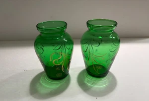 Anchor Hocking grün und gold kleine Vasen 2er Set - Bild 1 von 5