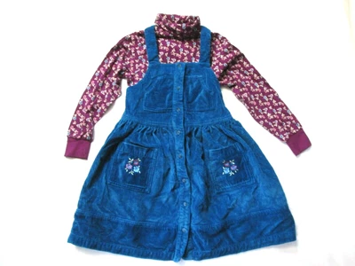 Vintage EUC Gymboree XL/XXL 5-7 Autumn Floral 1998 2PC Corduroy Jumper Dress Top - Image 1 of 4