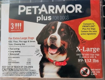 Pet Armor Plus For Extra Large Dogs 89-132lbs 3 Applicators Exp: 03/27 New - Image 1 of 3