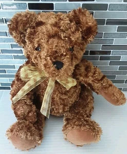 Vintage Animal Alley Golden Brown Bear Yellow Bow 13" Plush Toys R Us 2000 - Picture 1 of 8