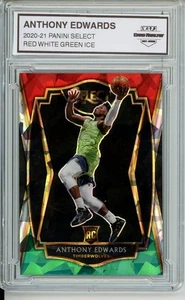 2020-21 PANINI SELECT #169 ANTHONY EDWARDS PREMIER RED WHITE GREEN ICE - Picture 1 of 2