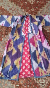 Antiker usbekischer bukhara seiden ikat adras mantel - Bild 1 von 6
