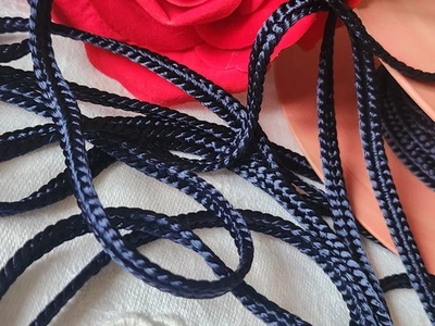 Galon vintage bordure bleu  satiné 3 mètres / 0,5 cm rayonne made in France  A3 - Photo 1/4