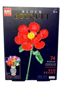 Block Tech Block Bouquet RED PEONY 74 pieces - Picture 1 of 3