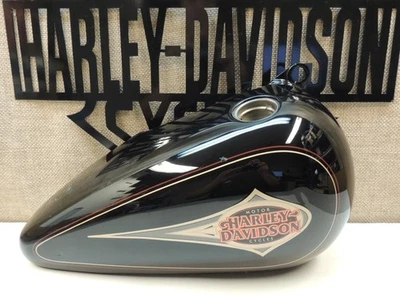 HARLEY 1997 SOFTAIL HERITAGE RIGHT SPLIT GAS TANK VIVID BLACK BURGUNDY GOLD PINS - Изображение 1 из 4