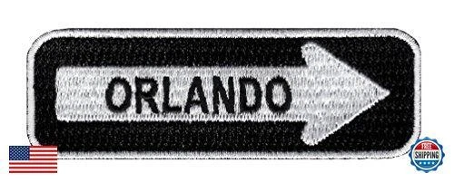 One Way Sign Orlando Florida Embroidered Patch Iron-On Highway Road Biker - Image 1 of 1
