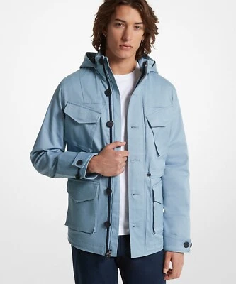 Michael Kors Men's Hooded Field Jacket Chambray Blue CR420599L1 Size M $398 - Image 1 of 4