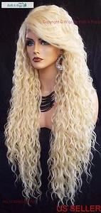 36" X-LONG LACE FRONT DEEP C-PART HIGH HEAT SAFE WIG COLOR 613 SEXY 360 - Picture 1 of 12