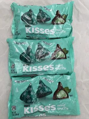 Hershey's Kisses ~ Caramelo de chocolate oscuro trufa menta 9 oz 08/2024 ~ 3 bolsas Foto 1 de 3