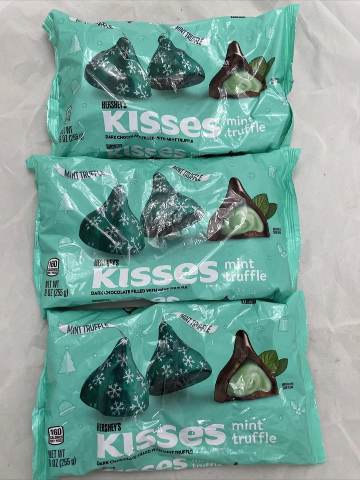 Hershey's Kisses Mint Truffle Dark Chocolate Candy 9 oz 06/2025 2 Bags