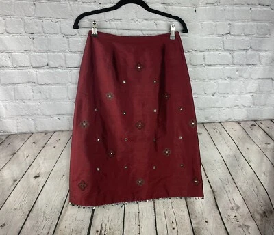 Falda Ann Taylor LOFT Roja Lentejuelas Mezcla Seda Talla 4 P Pequeña LKNW Foto 1 de 4