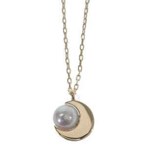 AHKAH K18YG Crescent Pearl Necklace Akoya Gold AK1554010100 TGIS - Picture 1 of 5