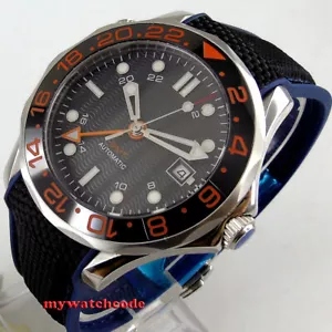 Orologio da uomo meccanico automatico meccanico 41 mm quadrante nero sterile GMT vetro zaffiro data - Foto 1 di 6
