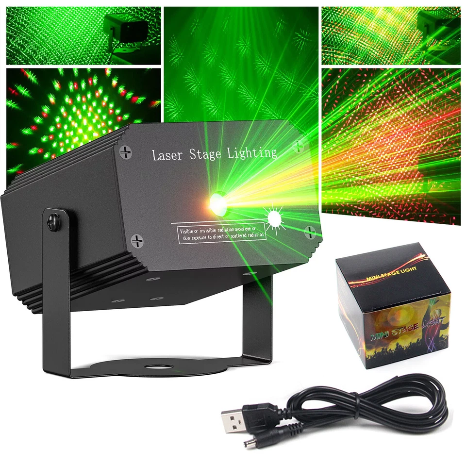 Mini Laser Projector Stage Lights LED R/G Disco Lighting Xmas Party KTV DJ LigHF - Image 1 of 4