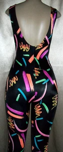Vtg Retro Nylon Spandex Stirrup Bodysuit Jumpsuit Unitard M - Picture 1 of 9