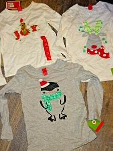 girl long sleeve LOT 3 NWT shirt t-shirt winter dog penguin reindeer XS 4 / 5 - Picture 1 of 8
