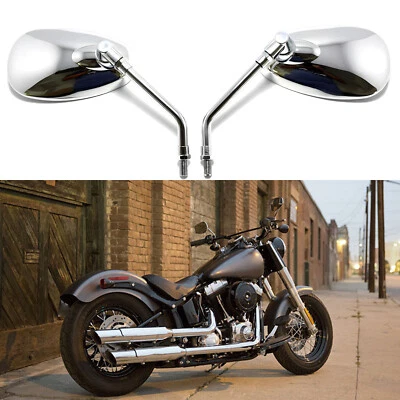 Pair Chrome Motorcycle Rearview Mirrors For Harley davidson softail slim 12-17 Foto 1 de 4