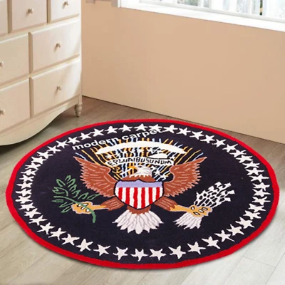 USA Logo Flag Rugs 4x4 Feet Handmade 100% Woolen Hand Tufted For Home Decoration - Image 1 of 4