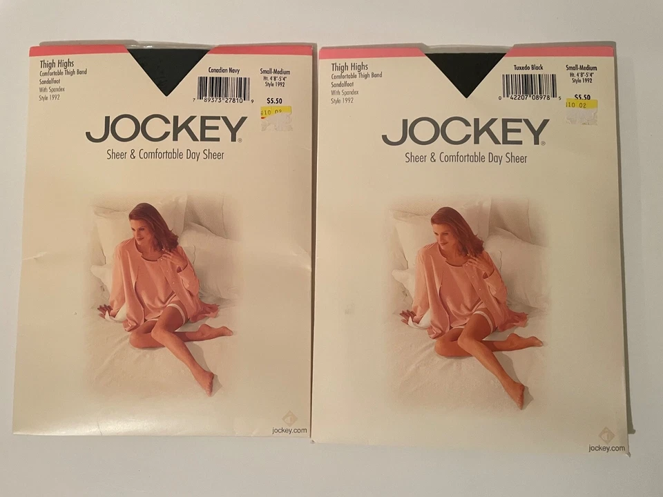 Vtg Jockey for Her Sheer Thigh Highs Small Medium Tuxedo Black. B2
