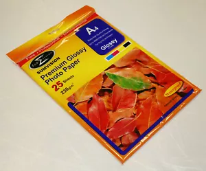 25 Hojas A4 297 x 210 230gsm Impresora de Inyección de Tinta Brillante Papel Fotográfico 5760DPI - Imagen 1 de 1