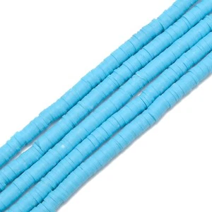 Discos Heishi de arcilla de polímero azul claro cuentas tribales africanas 1x4 mm 1x6 mm 15,5" cadena - Imagen 1 de 1