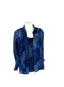 Dana Buchman Woman Silk Twin Set Blouse Tunic Shirt Tank Top Python Animal NWT - Picture 1 of 11