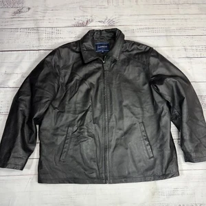 Croft & Barrow Black Leather Jacket Full Zip Quilted Lined Insulated Men's XL - Picture 1 of 10