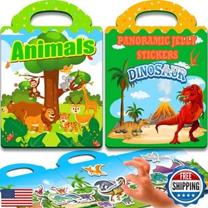 Reusable Jelly Sticker Books for Toddlers 1-3, 2 Sets Removable Animal Sticke - Picture 1 of 5
