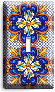 MEXICAN TALAVERA TILE LOOK 1 GANG LIGHT SWITCH PLATE KITCHEN FOLK ART ROOM DECOR - Picture 1 of 1