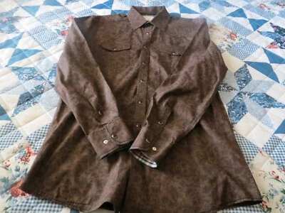 Camisa Western Panhandle Delgada Culata Áspera Puño Abatible Marrón Geométrica A Presión M Foto 1 de 4
