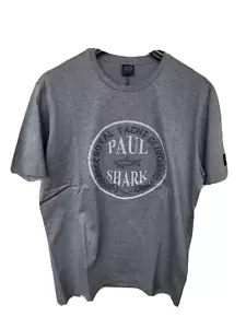 PAUL&SHARK tg L T-SHIRT GIROCOLLO MANICHE CORTE GRIGIO MELANGE RICAMATO LUSSO - Foto 1 di 11
