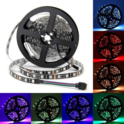 5M RGB 5050 SMD LED Strip Light Black PCB for Party Home TV Bar Kitchen Patio - Image 1 of 4