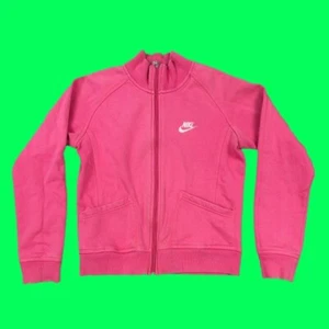 NIKE Vintage Kids Zip Up Sweater, Ribbed Funnel Neckline, Pink, Ages 12-13 - Picture 1 of 4