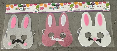 3 Felt Animal Masks for Kids Bunny Easter Bunny Party Mask for Children Sparkly - Image 1 of 2