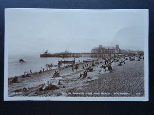 Hampshire Portsmouth SOUTHSEA South Parade Pier & Beach c1930 RP Postcard - Picture 1 of 4