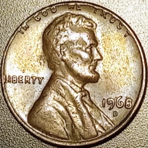 1968 D Uncleaned Lincoln Memorial Penny, Rimmed Error Coin L on edge rare cent Cover