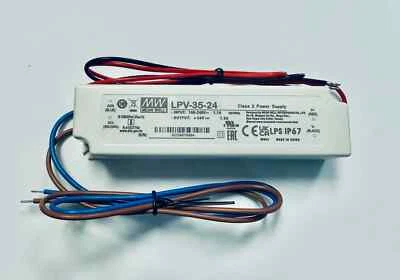 LPV-35-24  Meanwell  100-240VAC to 24VDC 1.5A IP67 Class 2 Power Supply - Image 1 of 2