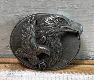 Vintage 1990 Siskiyou The Eagle &  Hawk Pewter Belt Buckle Made in USA Birds - Picture 1 of 12