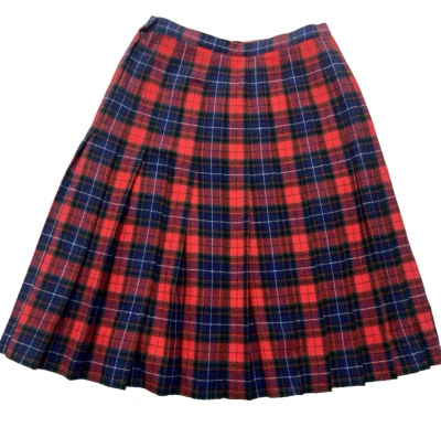 Pendleton Womens Skirt Medium 12 Red Plaid Tartan Pleated Wool Vintage - Image 1 of 4
