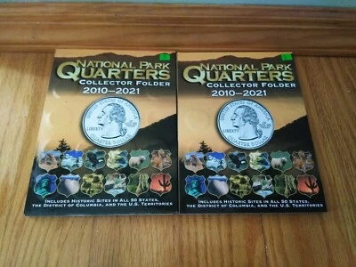 2010-2021- P.D,S-158-COINS NATIONAL PARK QUARTERS COMPLETE BU UNC SET- 3 FOLDERS - Image 1 of 3