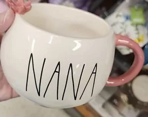 Taza de cerámica grande de sopa o café Rae Dunn NANA y flor NUEVA - Imagen 1 de 5
