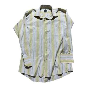 Thierry Mugler Men's Striped Button Up Dress Shirt 18.5 Business Casual Vintage
